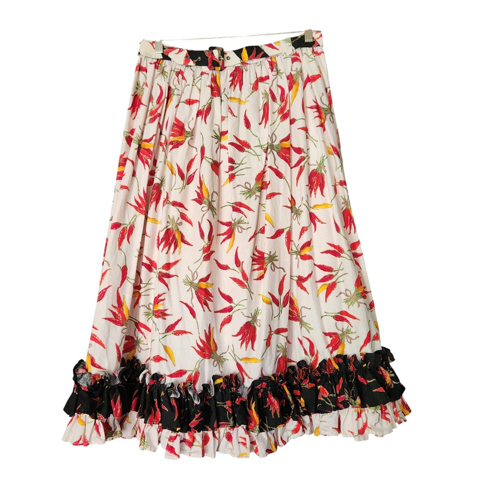 Red Chili Pepper Midi Art Maxi Skirt Boho‎ Abstract  All Over Print Home Made